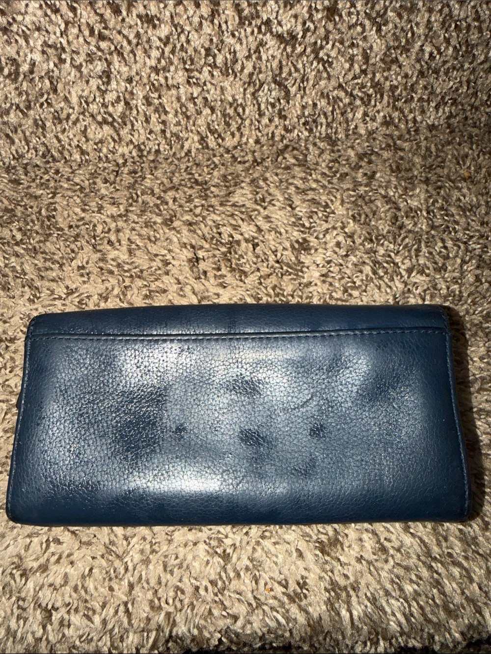 Michael Kors Blue Leather Flap Wallet with Gold Plaque - Picture 4 of 5